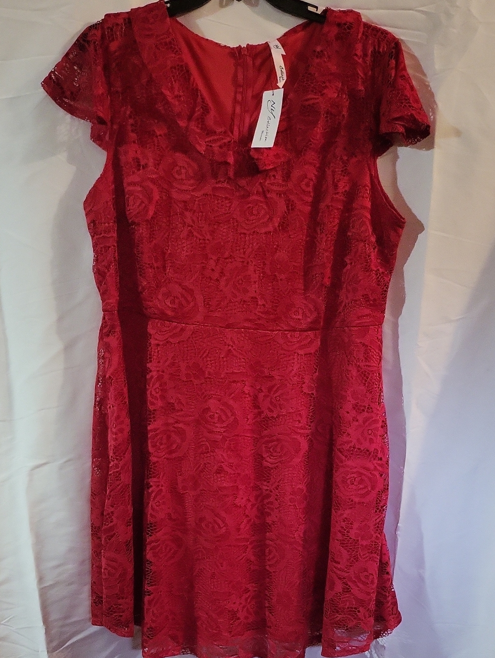 NY Collection Red Lace Fit & Flare Dress
